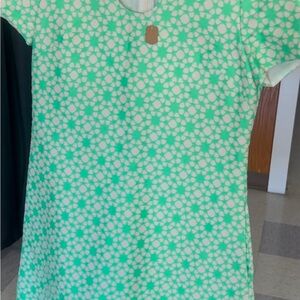 Green and White Patterned Dress